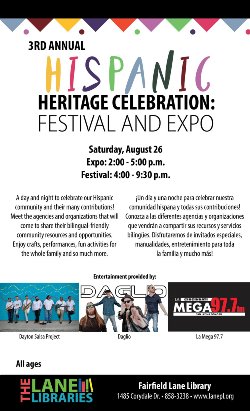 Thisis the flyer announcing the Hispanic Heritage Festival and Expo.